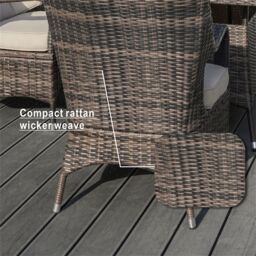 Direct Wicker 4-Seater Aluminum Round Garden Dining Table Set, UV-Resistant PE Wicker, D120*H72cm, Brown - Size: 4 Person - thumbnail 3