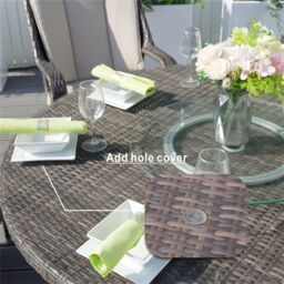 Direct Wicker 4-Seater Aluminum Round Garden Dining Table Set, UV-Resistant PE Wicker, D120*H72cm, Brown - Size: 4 Person - thumbnail 2