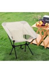 Living and Home Portable Folding Camping Chair in Beige - thumbnail 2