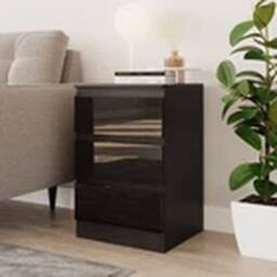 Havendro Black + Black 3 Drawer Wooden Bedroom Chest Cabinet No Handle - thumbnail 3