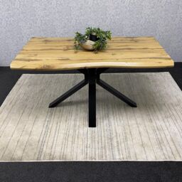 KOSY KOALA Wooden Dining Table X-Shaped Legs with 4 Grey Leather Chairs - Dining Kitchen Room Furniture in Brown - thumbnail 2