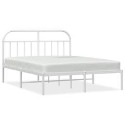 Berkfield Home Metal Bed Frame with Headboard White 150x200 cm King Size - thumbnail 2