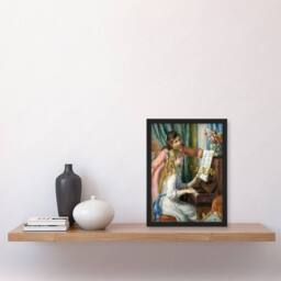 Artery8 Two Individuals at the Piano Renoir Vintage Framed Wall Art Print - Size: A4 - thumbnail 4