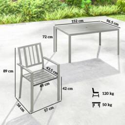 OUTSUNNY 7 Pieces Garden Furniture Set with Stackable Chairs, Light Grey - thumbnail 3