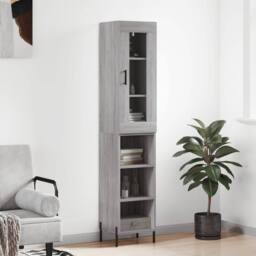 Berkfield Home Highboard Grey Sonoma 34.5x34x180 cm Engineered Wood - thumbnail 2