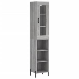Berkfield Home Highboard Grey Sonoma 34.5x34x180 cm Engineered Wood - thumbnail 1