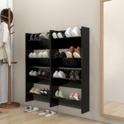 Berkfield Home Wall Shoe Cabinets 4 pcs Black 60x18x60 cm Engineered Wood - Size: 60 x 18 x 60 cm - thumbnail 1