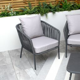 Modish Furnishing Grey 5 Seater Weave Rope Aluminium Frame Sofa & Coffee Table Set in Mid Grey - thumbnail 5