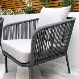 Modish Furnishing Grey 5 Seater Weave Rope Aluminium Frame Sofa & Coffee Table Set in Mid Grey - thumbnail 4