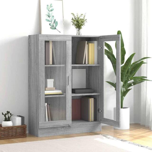 Berkfield Home Vitrine Cabinet Grey Sonoma 82.5x30.5x115 cm Engineered Wood - image 1