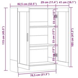 Berkfield Home Vitrine Cabinet Grey Sonoma 82.5x30.5x115 cm Engineered Wood - thumbnail 9