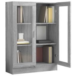 Berkfield Home Vitrine Cabinet Grey Sonoma 82.5x30.5x115 cm Engineered Wood - thumbnail 4