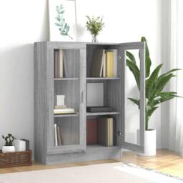 Berkfield Home Vitrine Cabinet Grey Sonoma 82.5x30.5x115 cm Engineered Wood - thumbnail 1