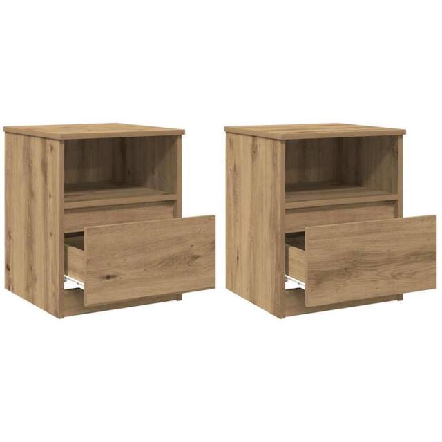 Berkfield Home Bedside Cabinets 2 pcs Artisan Oak 40x40x50 cm Engineered Wood in Brown - Size: 40 x 40 x 50 cm - image 1