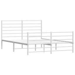 Berkfield Home Metal Bed Frame with Headboard & Footboard White 160x200 cm - thumbnail 1