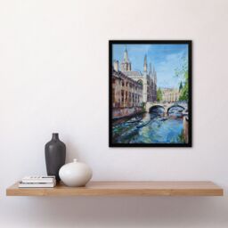 Artery8 Cambridge Boat Race Scene Painting Summer England Framed Art Print in Blue - Size: A4 - thumbnail 4