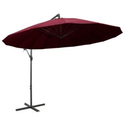 Berkfield Home Hanging Parasol Burgundy 3 m Aluminium Pole in Red - thumbnail 2