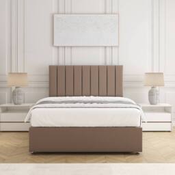 "BSSPOKE Aria Divan Bed Plush Velvet 24""Headboard 2Drawers SameSide No Mattress in Bronze - Size: King" - thumbnail 3