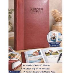 Lovii Classic 4x6 Slip-In Photo Album with Memo Pages in Burgundy - thumbnail 2