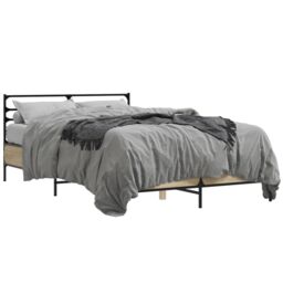 Berkfield Home Bed Frame without Mattress Sonoma Oak 140x190 cm in Brown - thumbnail 2