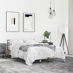 Berkfield Home Bed Frame without Mattress Sonoma Oak 140x190 cm in Brown - thumbnail 1