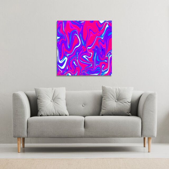 Benjamin Tate Design Pink & Blue Marble (Canvas Print) / 77 x 77 x 4cm in Natural - Size: 77 x 77 x 4 cm - image 1
