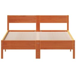 Berkfield Home Bed Frame without Mattress Wax Brown 120x190 cm Small Double Solid Wood Pine - thumbnail 4