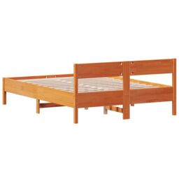Berkfield Home Bed Frame without Mattress Wax Brown 120x190 cm Small Double Solid Wood Pine - thumbnail 6