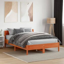 Berkfield Home Bed Frame without Mattress Wax Brown 120x190 cm Small Double Solid Wood Pine - thumbnail 1