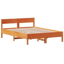 Berkfield Home Bed Frame without Mattress Wax Brown 120x190 cm Small Double Solid Wood Pine - thumbnail 3