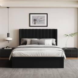 Modish Furnishing Maddison Black Velvet Ottoman Storage Bed - Size: King - thumbnail 3