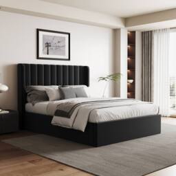 Modish Furnishing Maddison Black Velvet Ottoman Storage Bed - Size: King - thumbnail 1