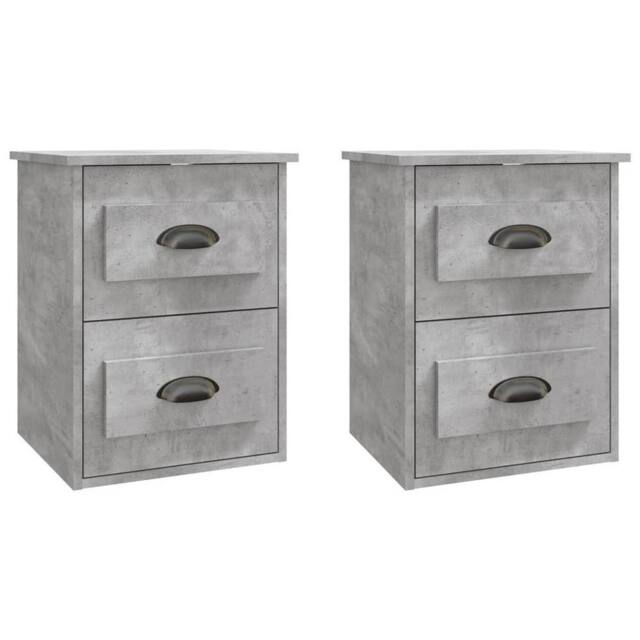 Berkfield Home Wall-mounted Bedside Cabinets 2 pcs Concrete Grey 41.5x36x53cm - Size: 41.5x36x53 cm - image 1