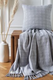 Appletree 'Herringbone' Filled Cushion 100% Cotton With Textured Weave in Silver - Size: 43 cm x 43 cm - thumbnail 4