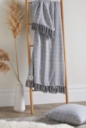 Appletree 'Herringbone' Filled Cushion 100% Cotton With Textured Weave in Silver - Size: 43 cm x 43 cm - thumbnail 3