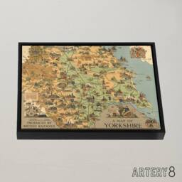 "Artery8 Map Clark 1949 Yorkshire Rail England Framed Canvas Wall Art Print - Size: W12"" x H16""" - thumbnail 2