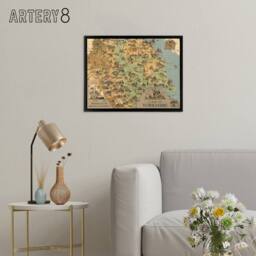 "Artery8 Map Clark 1949 Yorkshire Rail England Framed Canvas Wall Art Print - Size: W12"" x H16""" - thumbnail 3