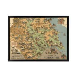 "Artery8 Map Clark 1949 Yorkshire Rail England Framed Canvas Wall Art Print - Size: W12"" x H16""" - thumbnail 1