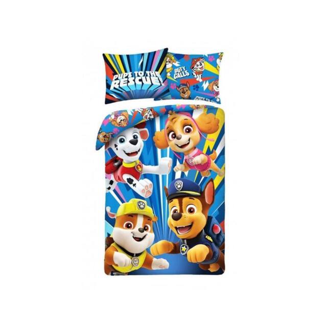 Paw Patrol Pups To The Rescue Reversible Cotton Duvet Cover Set in Bright Blue - Size: Single