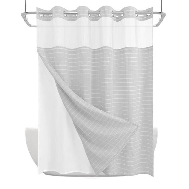 DRIFTED ROOT Elegant Shower Curtain Jacquard Water-Repellent with Snap-in Liner in Grey - image 1