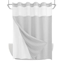 DRIFTED ROOT Elegant Shower Curtain Jacquard Water-Repellent with Snap-in Liner in Grey - thumbnail 1