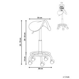 Wyld and Coco Office Saddle Stool White Faux Leather Adjustable Swivel - thumbnail 3