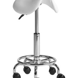 Wyld and Coco Office Saddle Stool White Faux Leather Adjustable Swivel - thumbnail 2