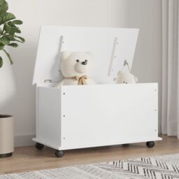 Berkfield Home Storage Chest with Wheels ALTA White 73x39.5x44 cm Solid Wood Pine - thumbnail 1