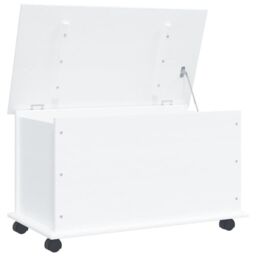 Berkfield Home Storage Chest with Wheels ALTA White 73x39.5x44 cm Solid Wood Pine - thumbnail 2