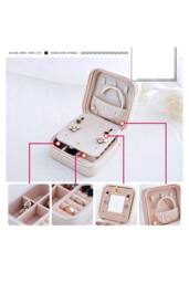 KDMD Women's PU Single Layer Travel Jewelry Organizer Box For Earrings Rings in Black - thumbnail 6