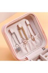 KDMD Women's PU Single Layer Travel Jewelry Organizer Box For Earrings Rings in Black - thumbnail 3