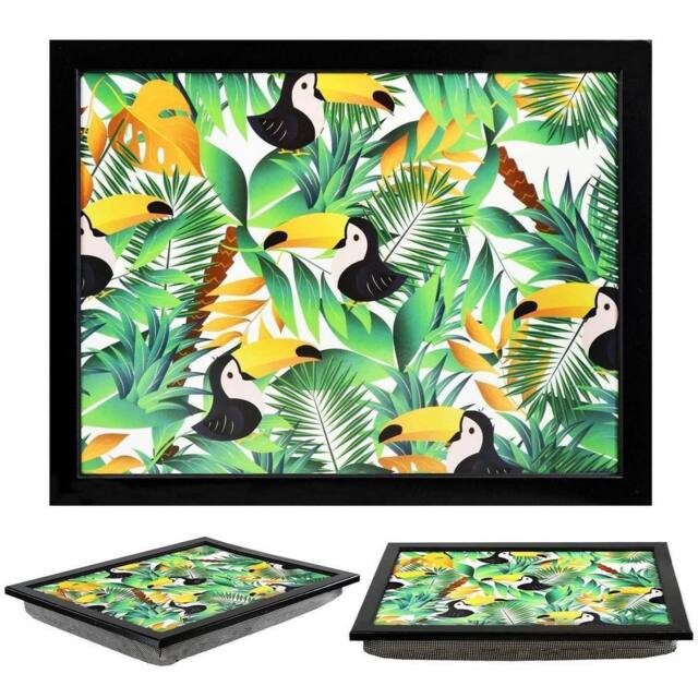 FLAVORA Padded Lap Tray with Bean Bag Cushion Wooden Laptop in Green - Size: 0.6m2 - image 1