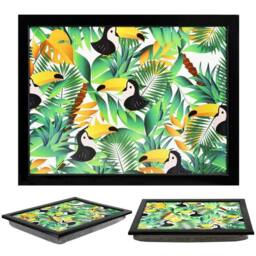 FLAVORA Padded Lap Tray with Bean Bag Cushion Wooden Laptop in Green - Size: 0.6m2