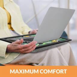 FLAVORA Padded Lap Tray with Bean Bag Cushion Wooden Laptop in Green - Size: 0.6m2 - thumbnail 2